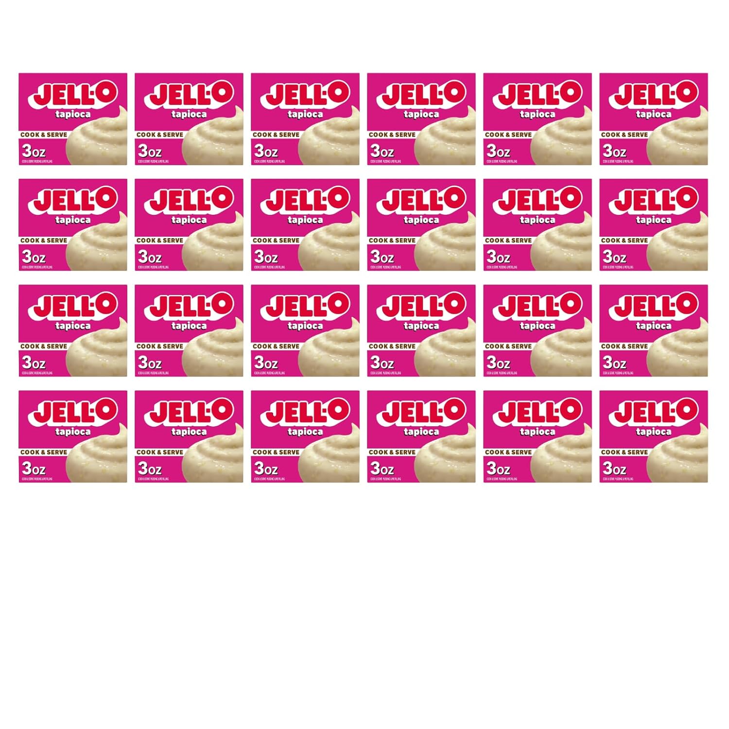 Jell-O Cook & Serve Pudding & Pie Filling Mix, Tapioca Flavor, Fat Free, Classic Stovetop Dessert for Baking, Pies & Custards, 3 oz (Pack of 24)