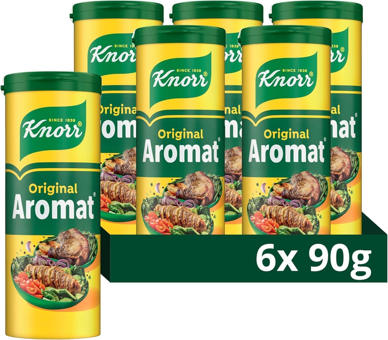 Knorr Aromat Original All Purpose Savoury Seasoning free from artificial colours and preservatives for vegetables, rice, pasta or salads 6x 90 g