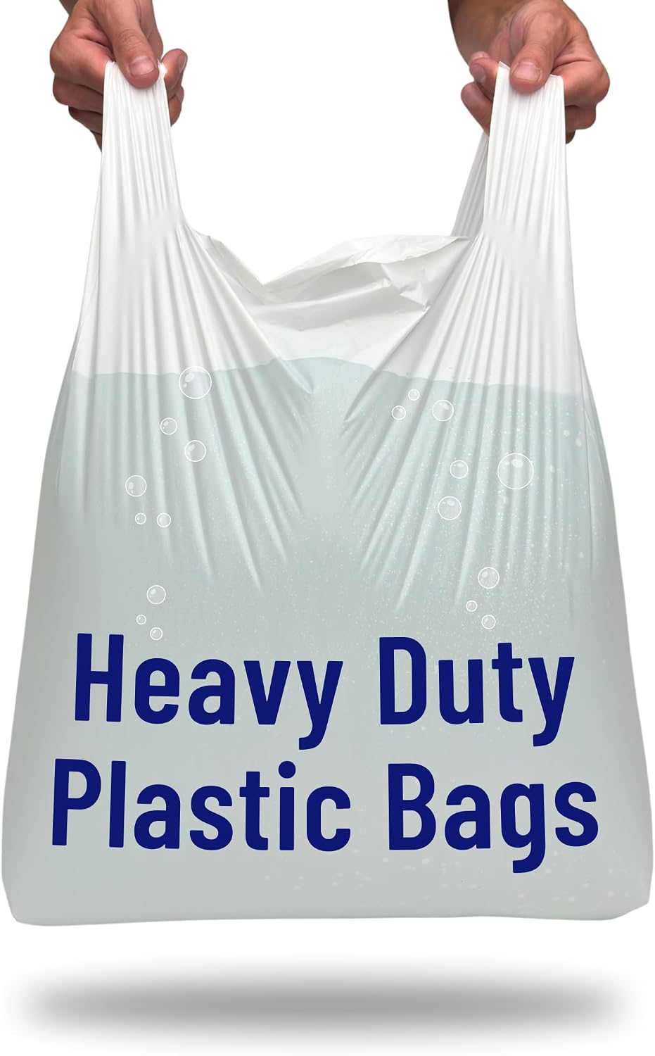 PWgoods Plastic Carrier Bags White - Standard Retail Size 13x19x23, 100 Pack, Heavy Duty Large Carrier Bag with Handles, Groceries Retail Shopping Takeaway Bin