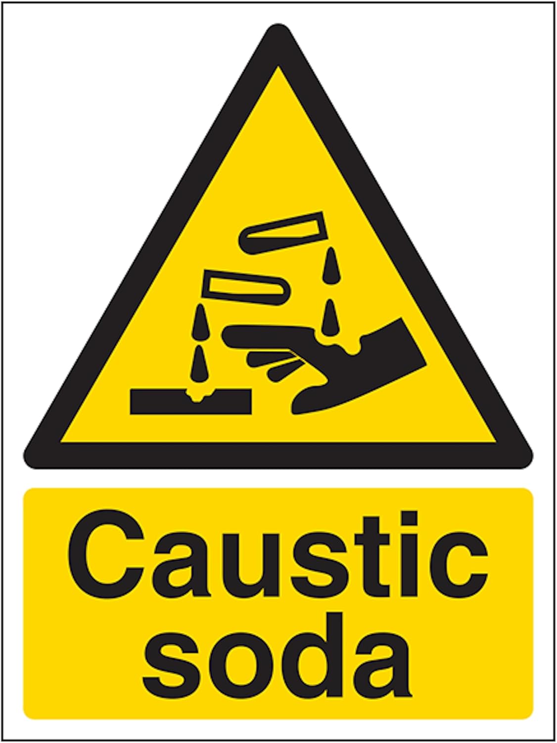 V Safety Caustic Soda - Portrait 200 x 300mm - 3mm Aluminium Composite Safety Sign