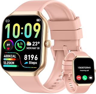 Smart Watch for Women Answer/Make Calls, 1.96" HD Fitness Watch with Heart Rate Monitor Sleep Monitor, 113 Sports Activity Trackers with Step Counter, IP68 Waterproof, Smartwatch for Android/iOS, Rose