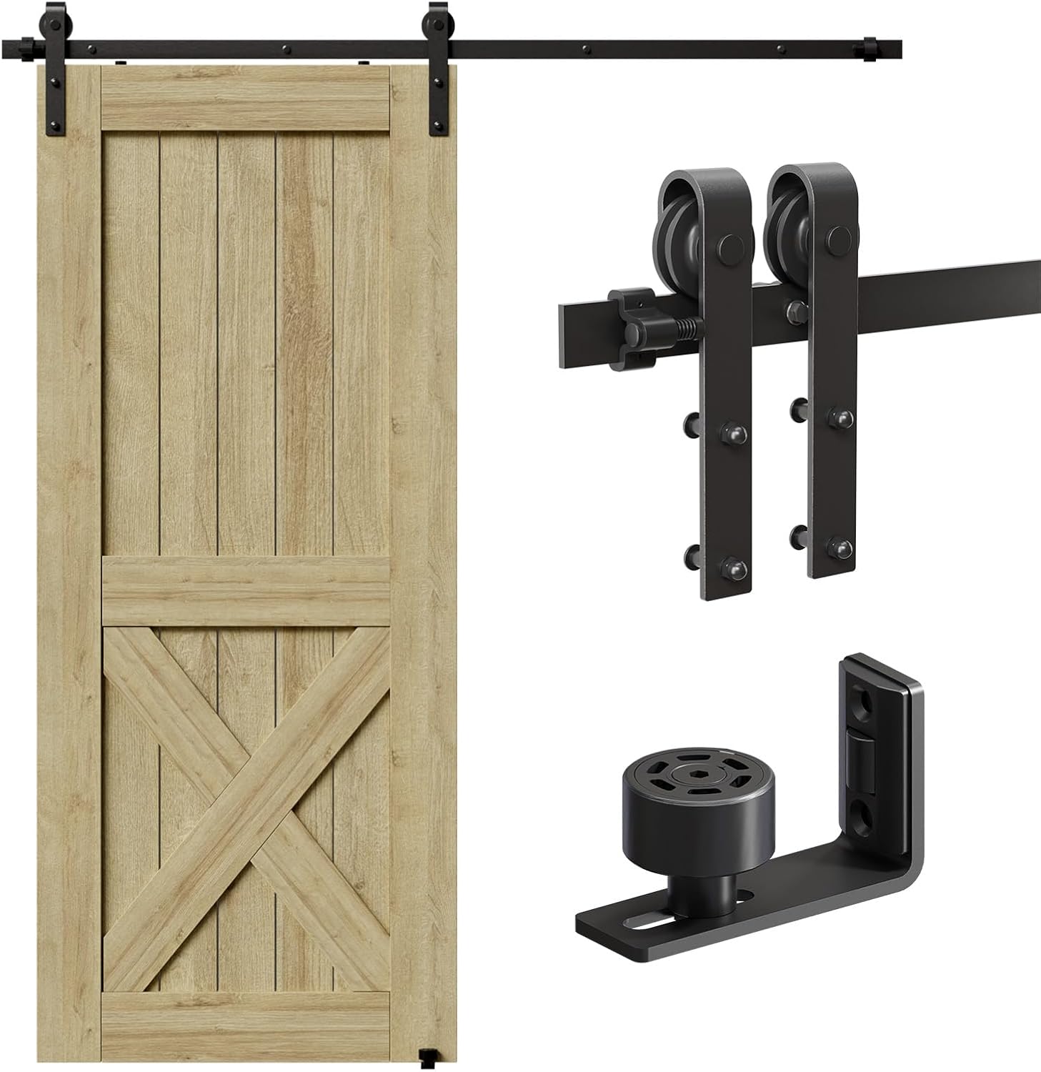 6.6FT/201CM Sliding Door System,Hardware Rail Kit for Sliding Door, Industrial Set for Interior Sliding Door, Improve
