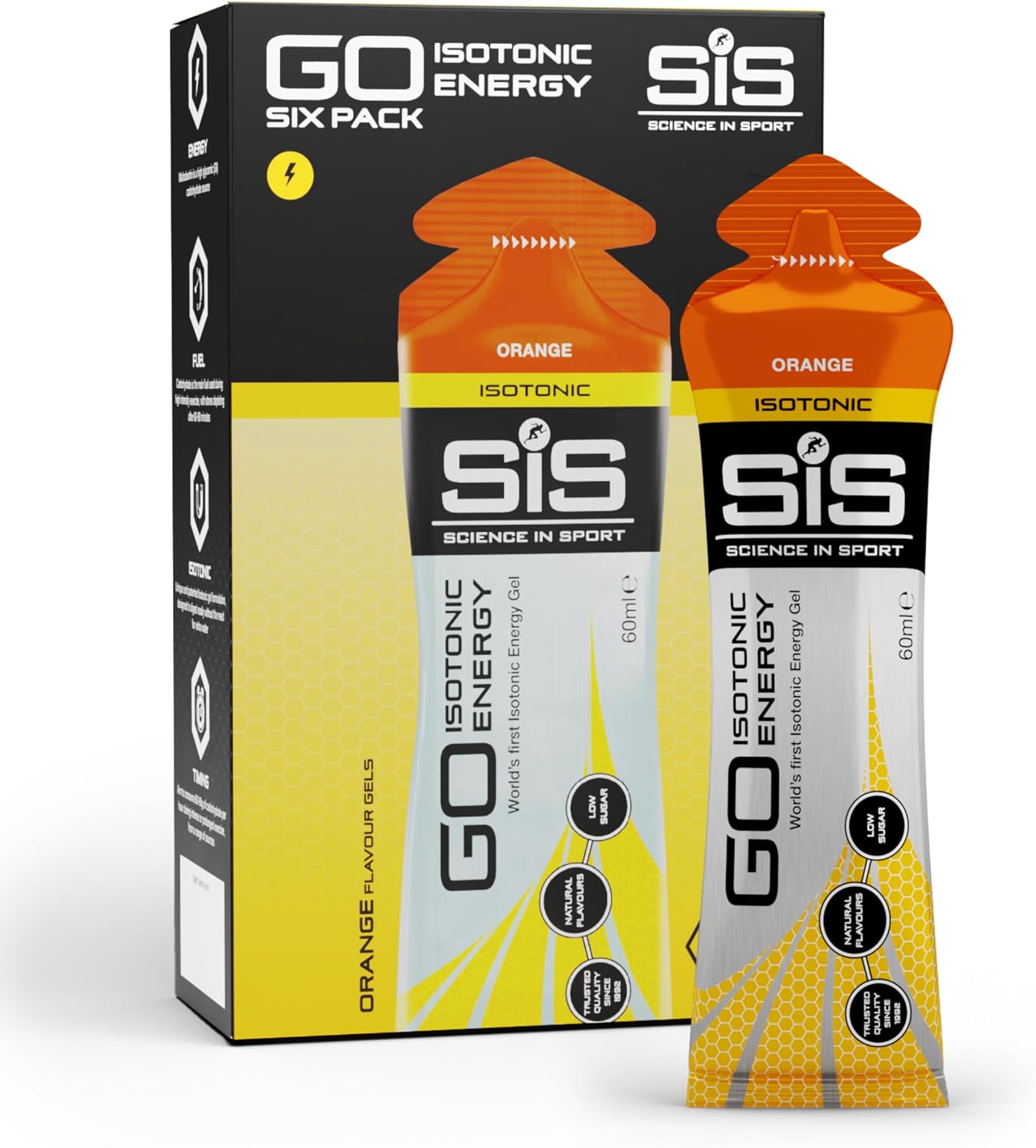 Science in Sport GO Isotonic Energy Gels, Orange, 6 x 60ml