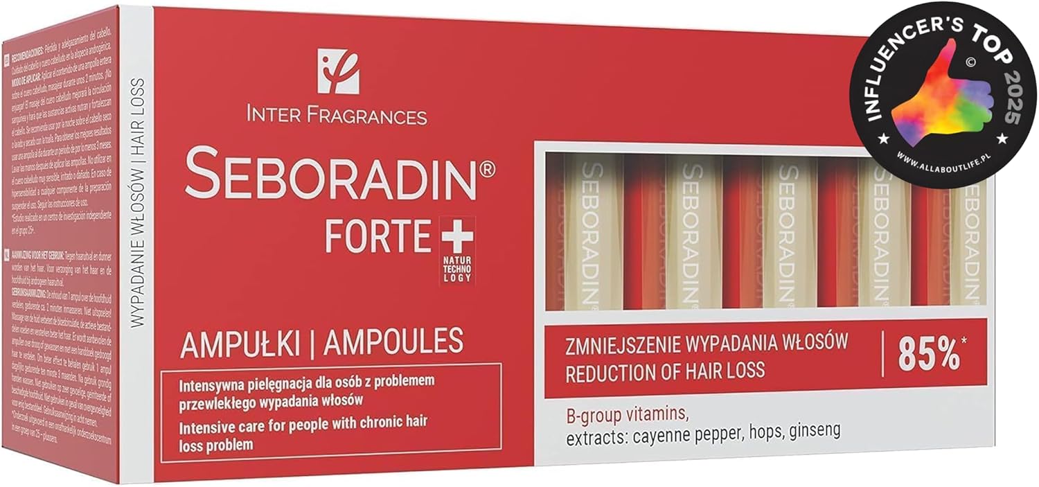 Seboradin Forte Hair Growth Serum Ampoules 14 x 5,5 ml Anti Hair Loss Serum Chronic Hair Loss and Thinning Treatment Natural Extracts and Vitamins Hair & Scalp Treatment Hair Care & Products