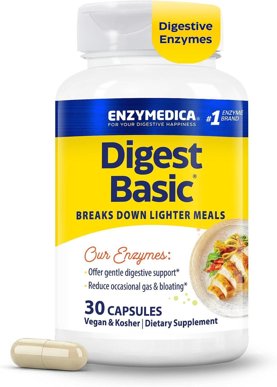 Enzymedica Digest Basic - Helps Gas & Bloating - 30 Caps
