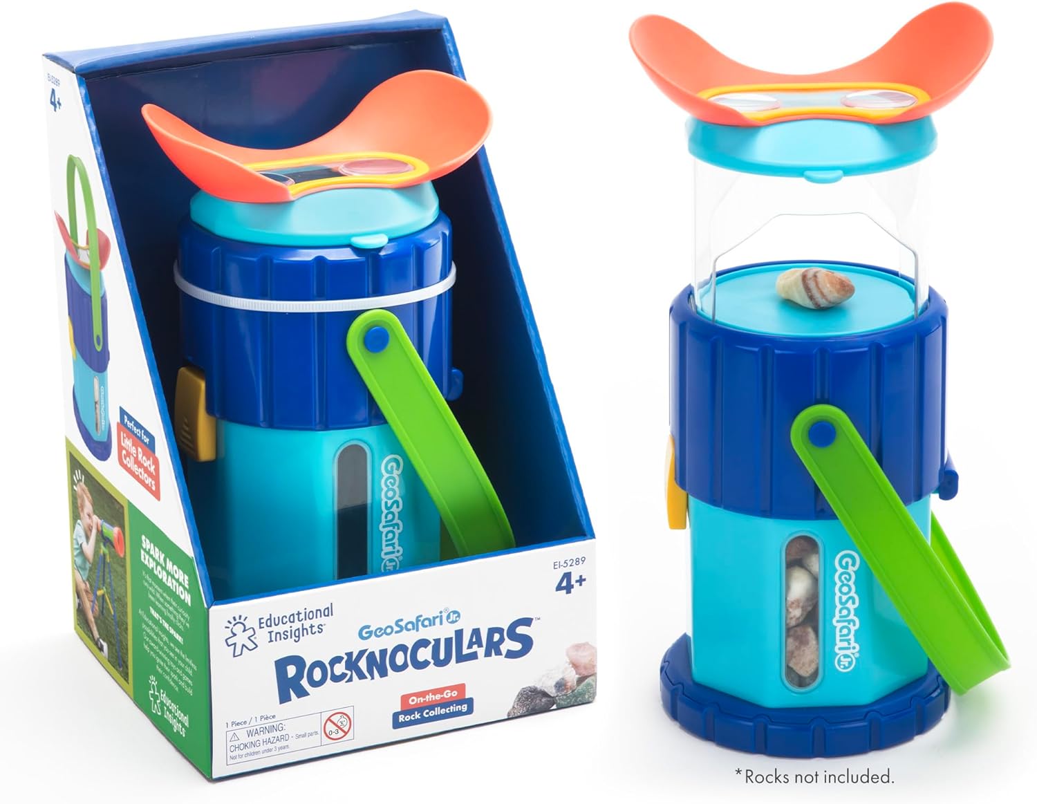Learning Resources GeoSafari Jr Rocknoculars, Ages 4+, View Gemstones and Rocks at 3x Magnification, Geology for Kids, Science Toy, Interactive Learning, Outdoor Toy