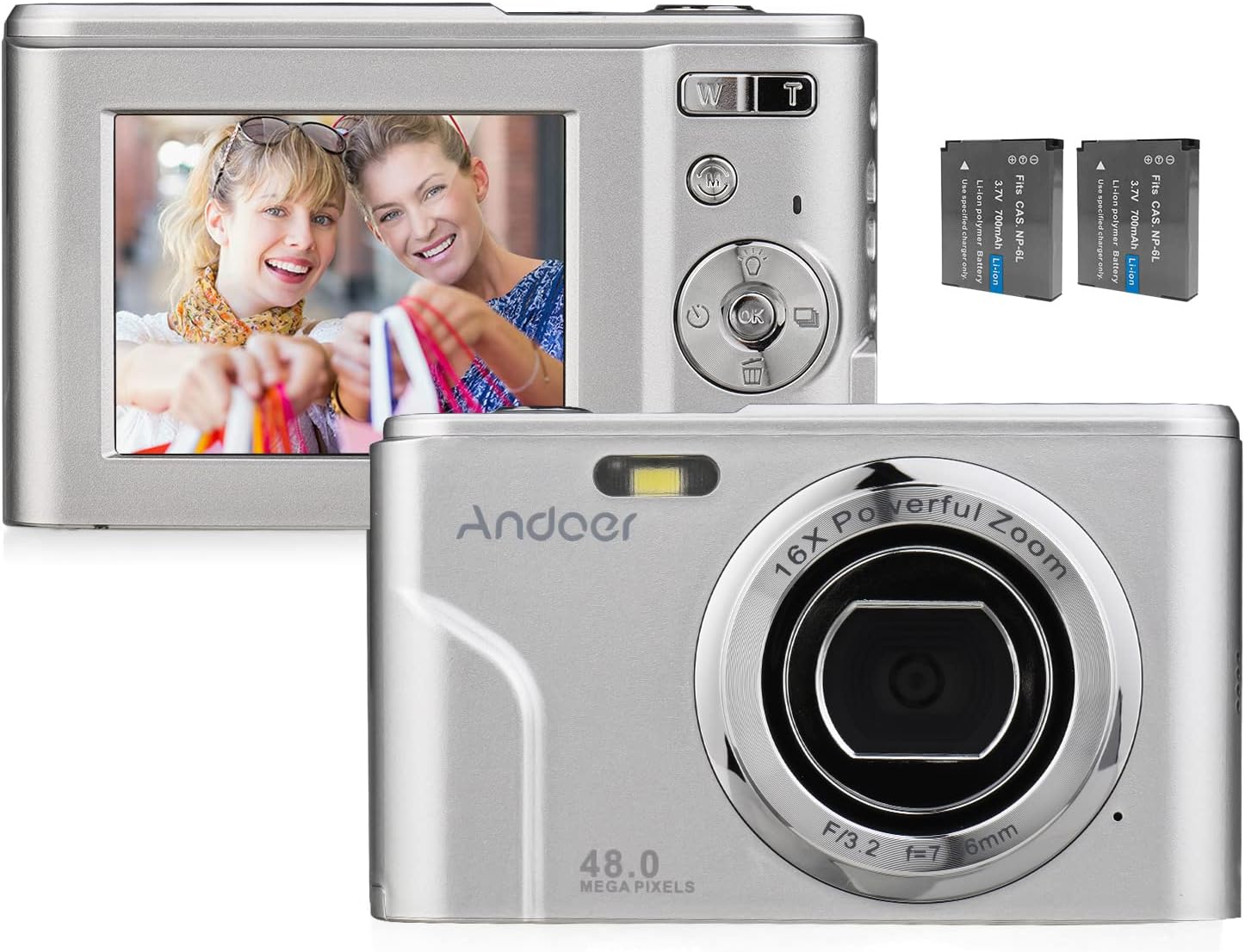 Andoer Digital Camera, 48MP 1080P Portable Camera 128GB Extended Memory