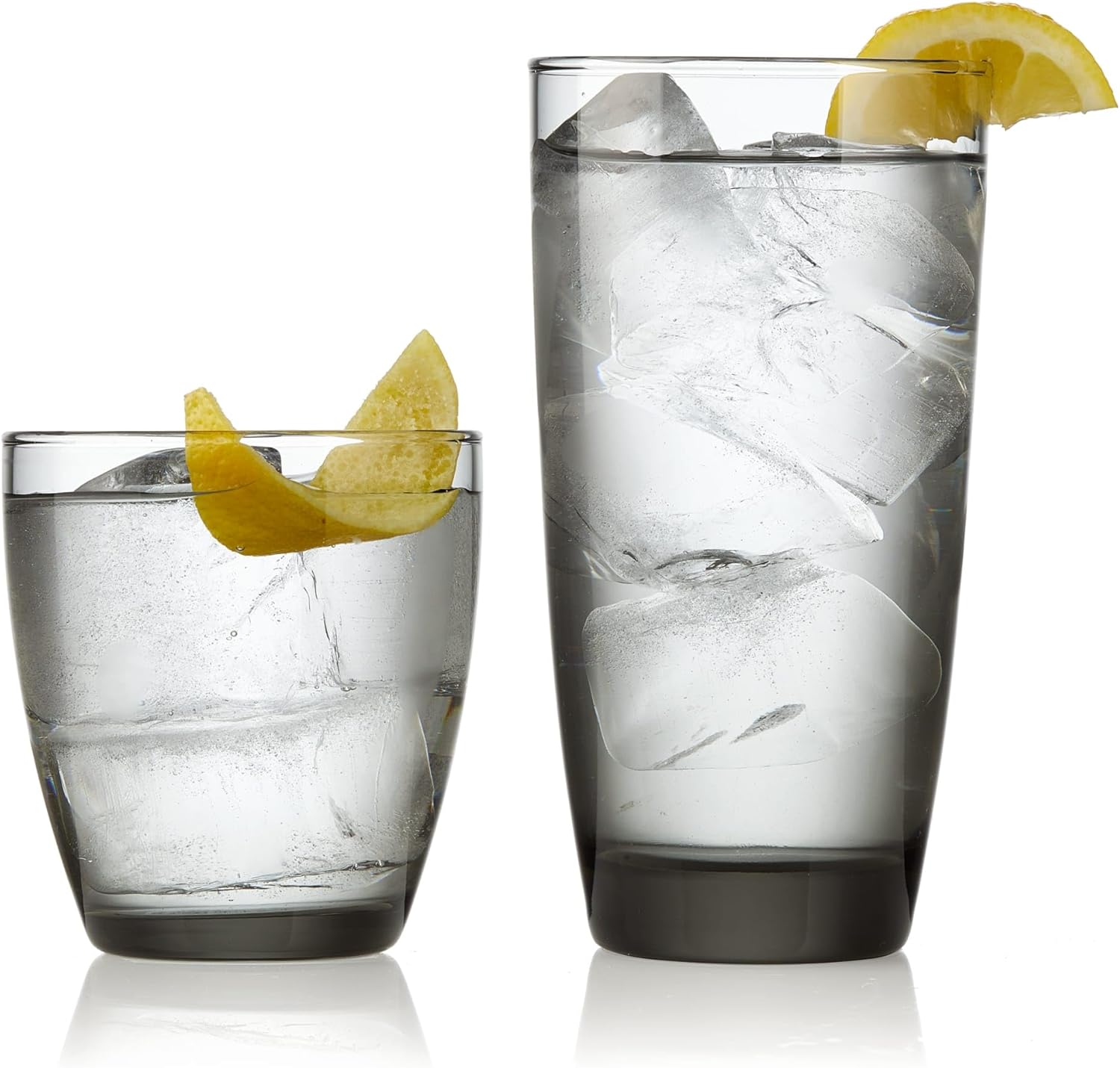 Libbey Slate Double Old Fashioned and Tumbler Glasses Set of 12, Smoke Hue, Water Glasses, Dishwasher Safe Drinking Glasses Set