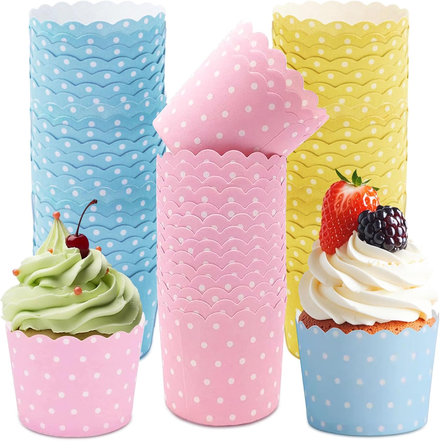 Cupcake Cases, 150PCS Cupcake Liners, Elegent Muffins Baking Cups, Muffin Cases for Baking, Muffin Cases Muffin Cupcake Cupcake Wrappers Paper for Birthday Parties Weddings(3 Colors)