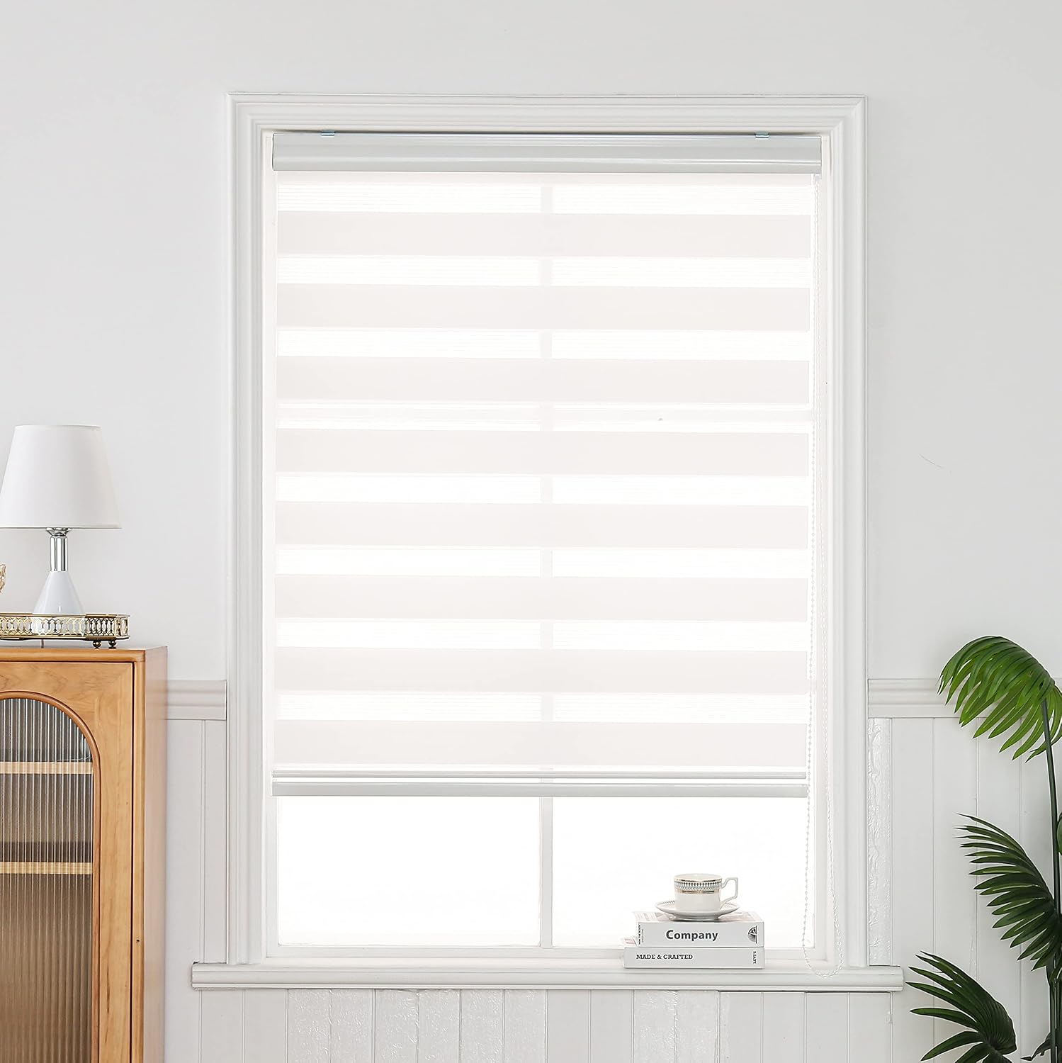 QiBoYuYe Day Night Blind Zebra Roller Blinds Blackout Window Curtain For Bedroom Door Windows Aluminium Cassette Translucent Vision Curtains (White Width 50cm X Height 150 cm)