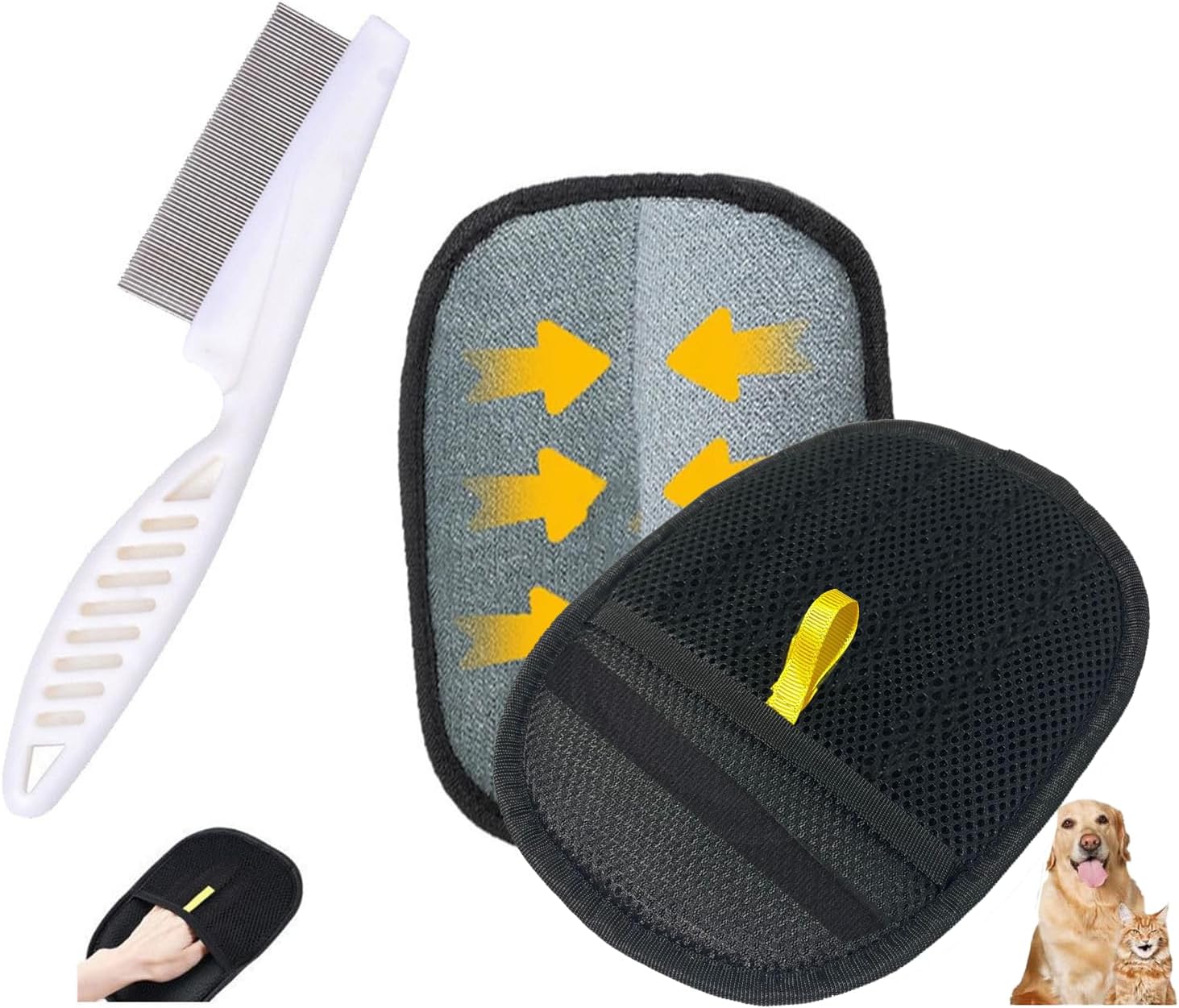 Upgraded Large Thickened Pet Hair Removal Glove，New Five Fingers Electrostatic Remover Glove，Reusable Pet Hair Remover for Pets, Sofas, Carpets, Cars (1 set)