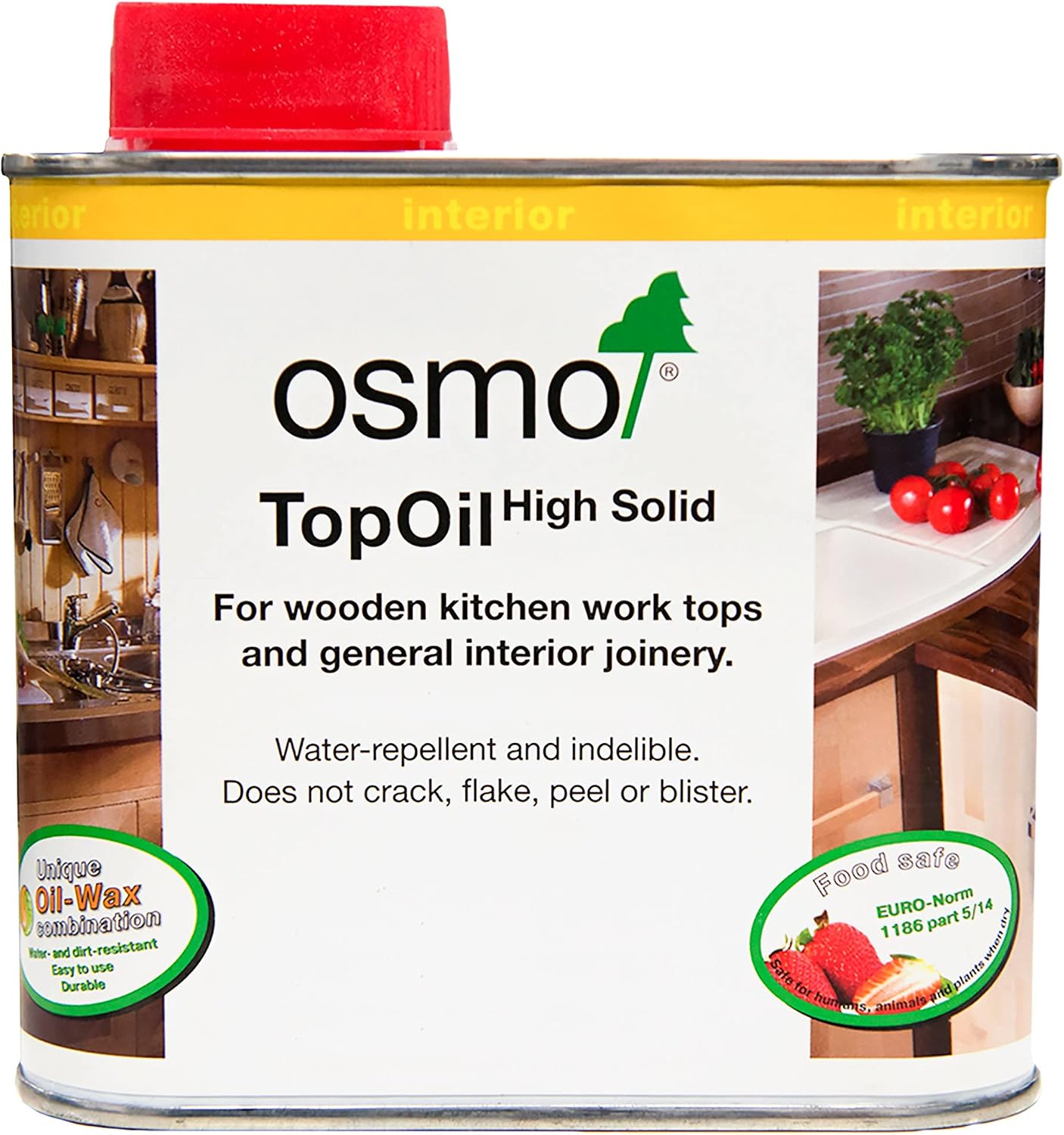 Osmo TopOil - High Solid Oil 3058, Clear Matt, 500ml - Durable Oil for Wooden Kitchen Surfaces, Water-Resistant & Food Safe, Wood Treatment & Wood Finish