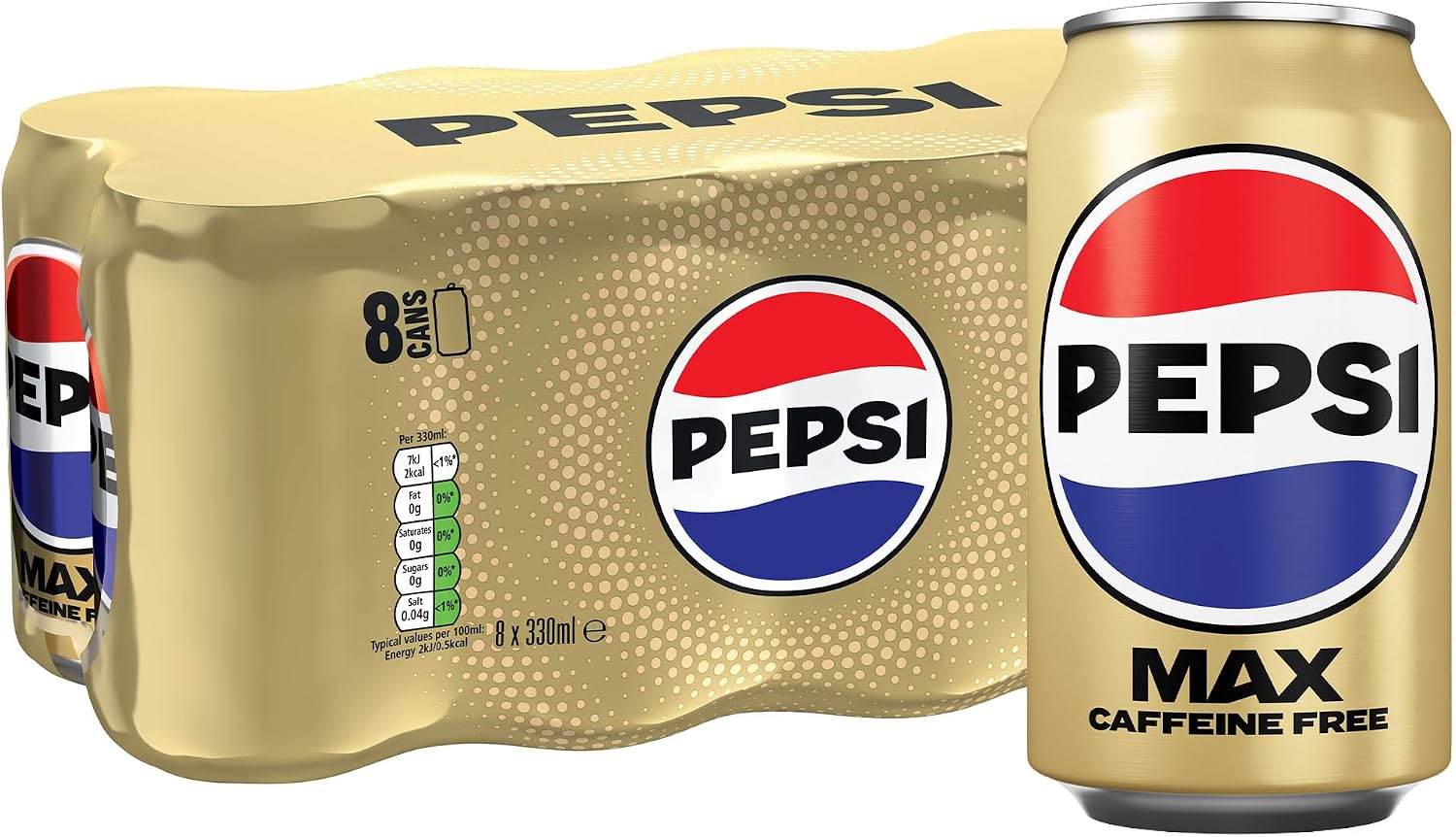Pepsi Max Caffeine Free Cola | 330ml Can | 8 Pack