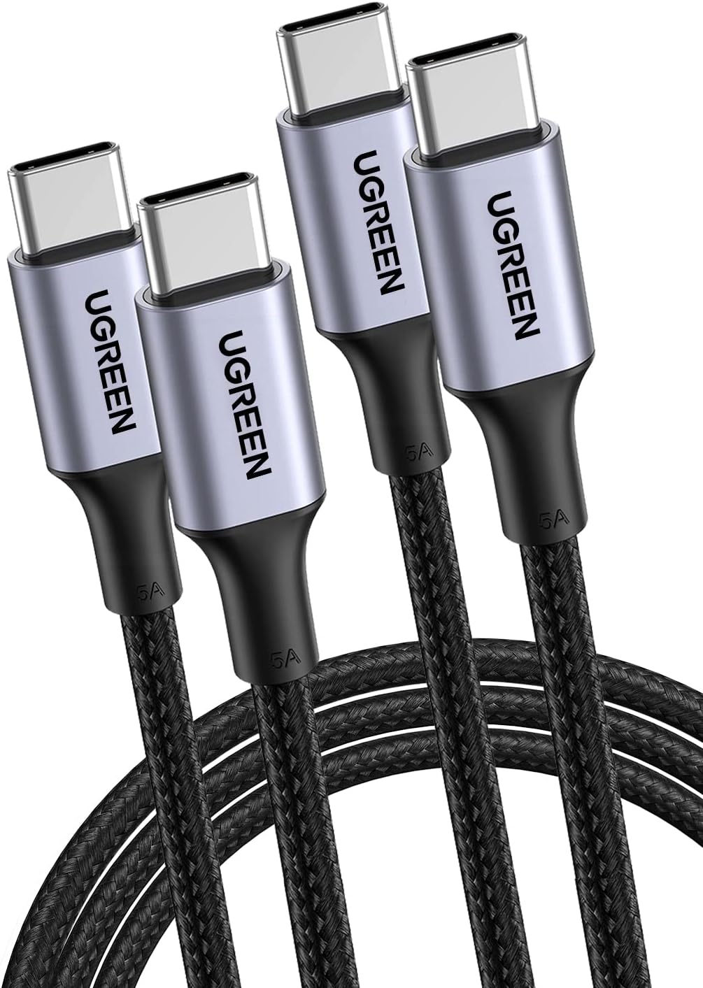 UGREEN 2 Pack USB C to USB C Charger Cable 100W 65W USB C Fast Charger Cable Compatible with MacBook Pro M3/Air, iPad Pro/Air, Dell XPS 17, iPhone 16/15 Pro Max, Galaxy S24 Ultra, Pixel 8 (2M)