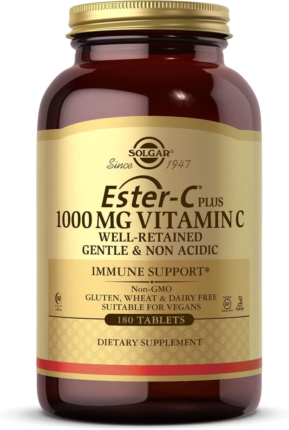 Solgar Ester-C 1000mg Vitamin C Tablets - Gentle, Non-Acidic, Antioxidant Support - 180 Vegan Tablets
