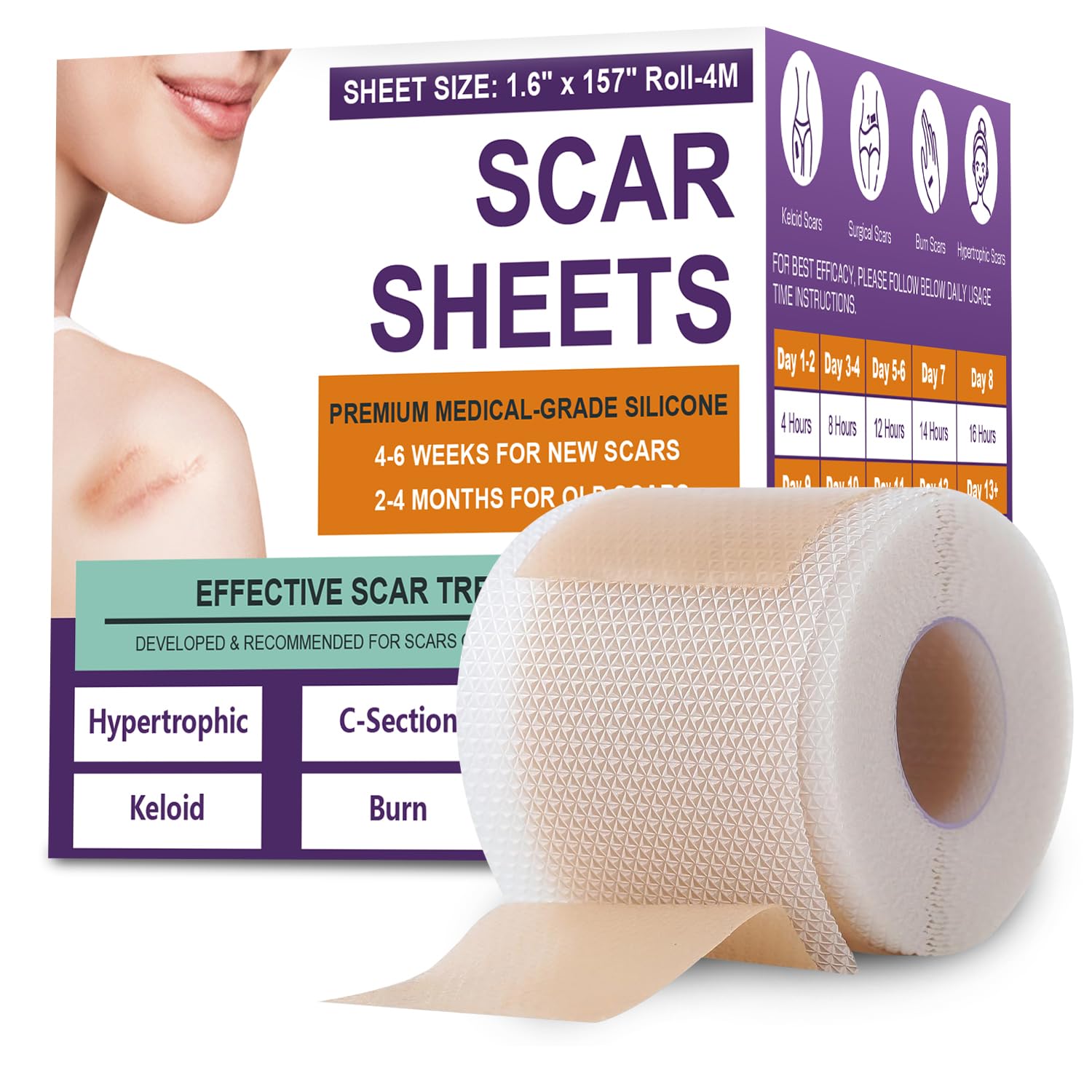 Silicone Scar Sheets, Medical Grade Silicone Scar Tape for Old & New Scars