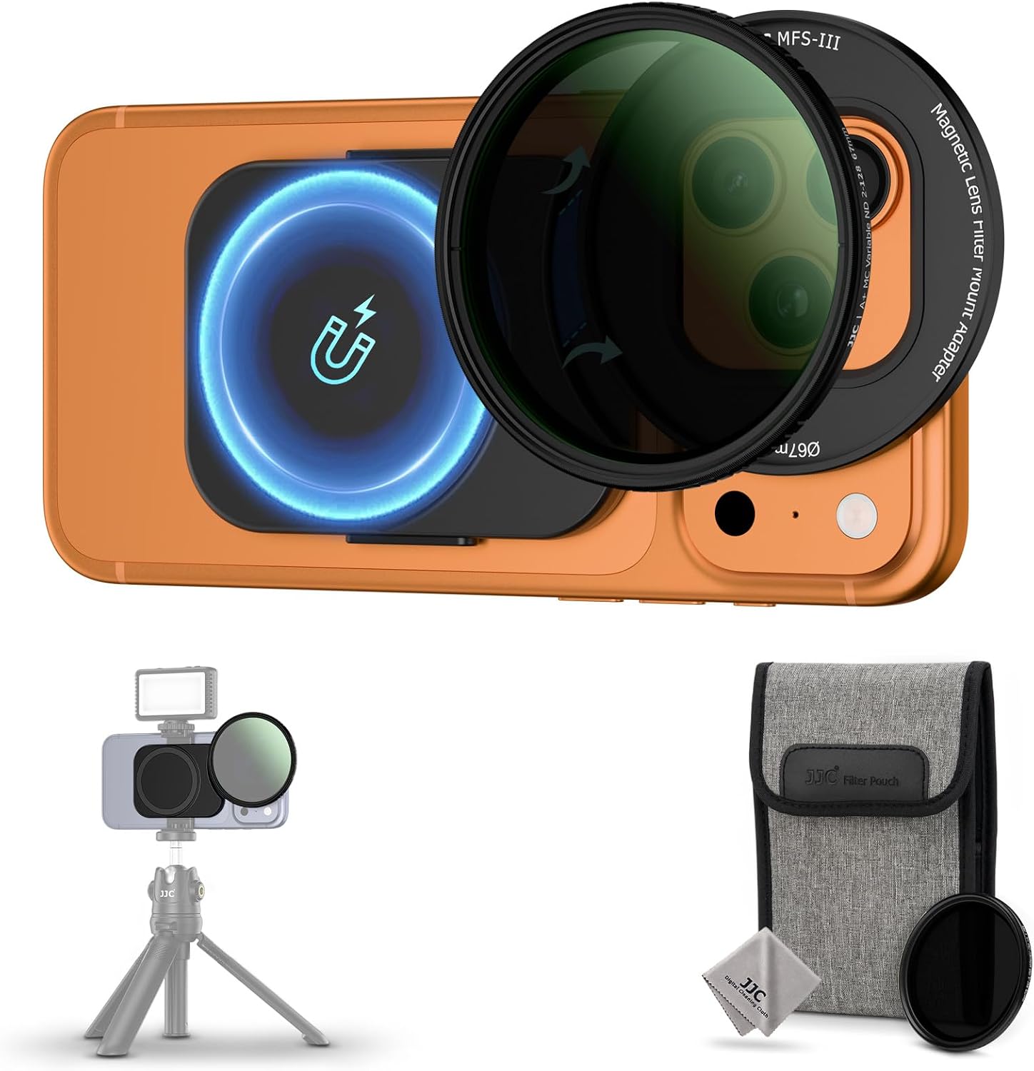Upped 67mm Variable ND Filter for iPhone 17, Magnetic Lens Filter Adapter | ND2-128 Variable ND Filter for iPhone 17 16 15 14 Pro Pro Max Plus, Phone Lens Filter Mount with 1/4-2" Screw & Cold Shoe