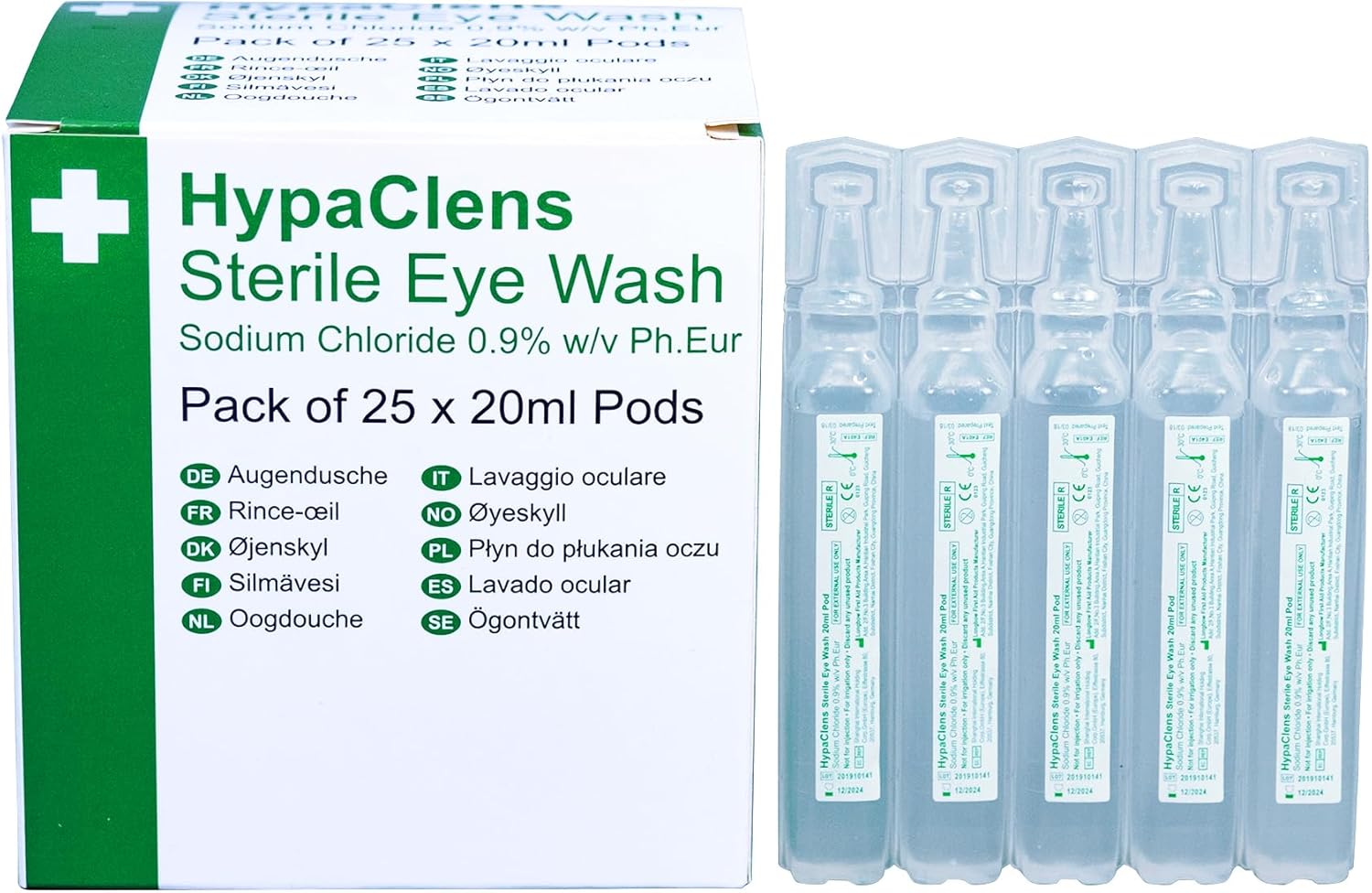 Safety First Aid Group HypaClens Saline Eye Wash Pods, (Pack of 25)