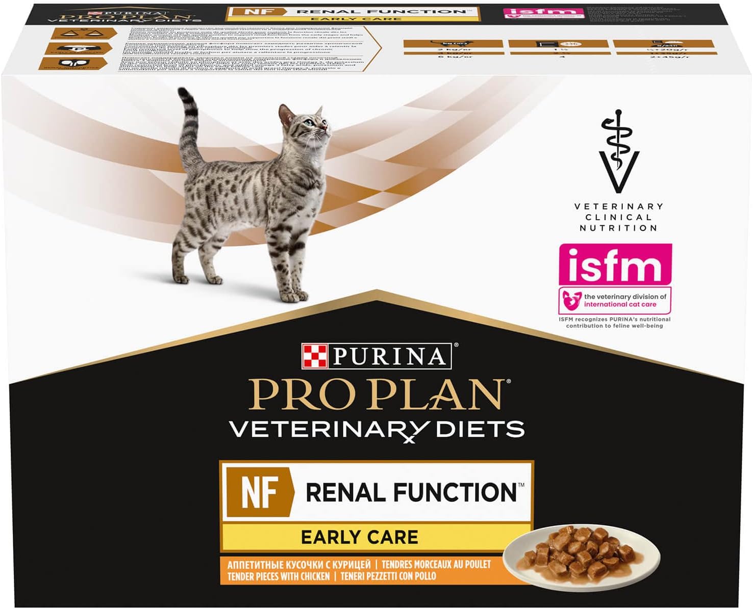 PURINA PRO PLAN VETERINARY DIETS Adult NF Renal Function Early Care Wet Cat Food with Tender Pieces with Chicken | 10 x 85g Pouches