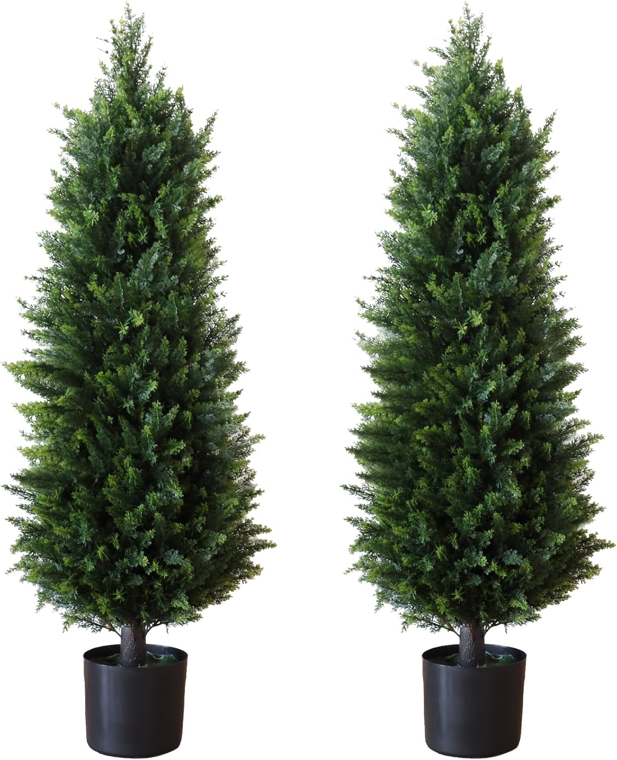 Artificial Cedar Topiary Tree, for Indoor & Outdoor Decoration, UV Protection Potted Shrubs for Front Door, Beautiful and Lifelike Tree (2, 46 Inch)