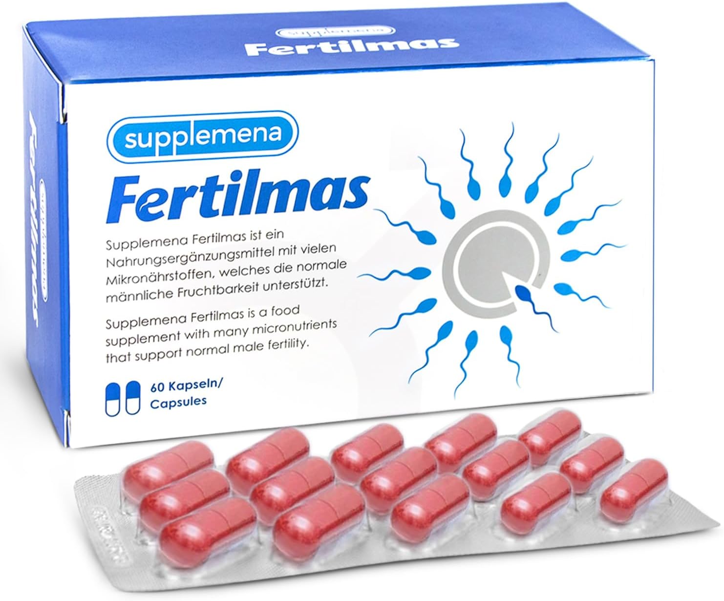 Fertilmas | Male Fertility Supplements | Support Sperm Health & Conception w/L-Carnitine, Folic Acid, CoQ10, Zinc, B12, Selenium | 1 Month Supply