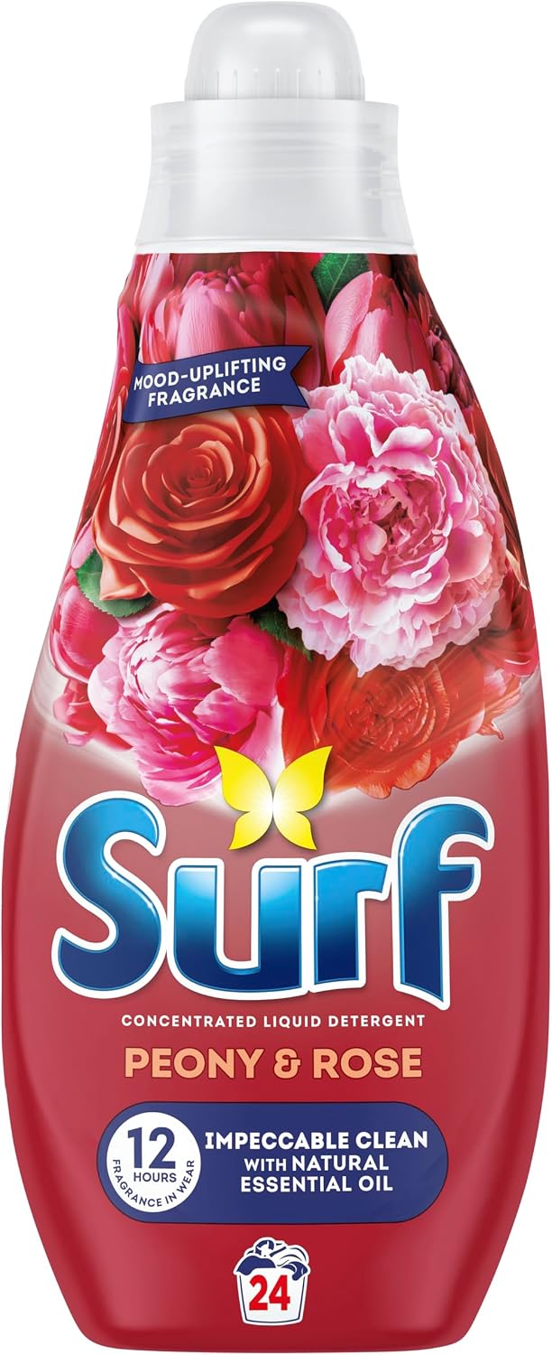 Surf Peony & Rose Laundry Washing with a joy-infused fragrance & essential oil lasting up to 12 hours in wear Liquid Detergent for brilliantly clean results 24 washes