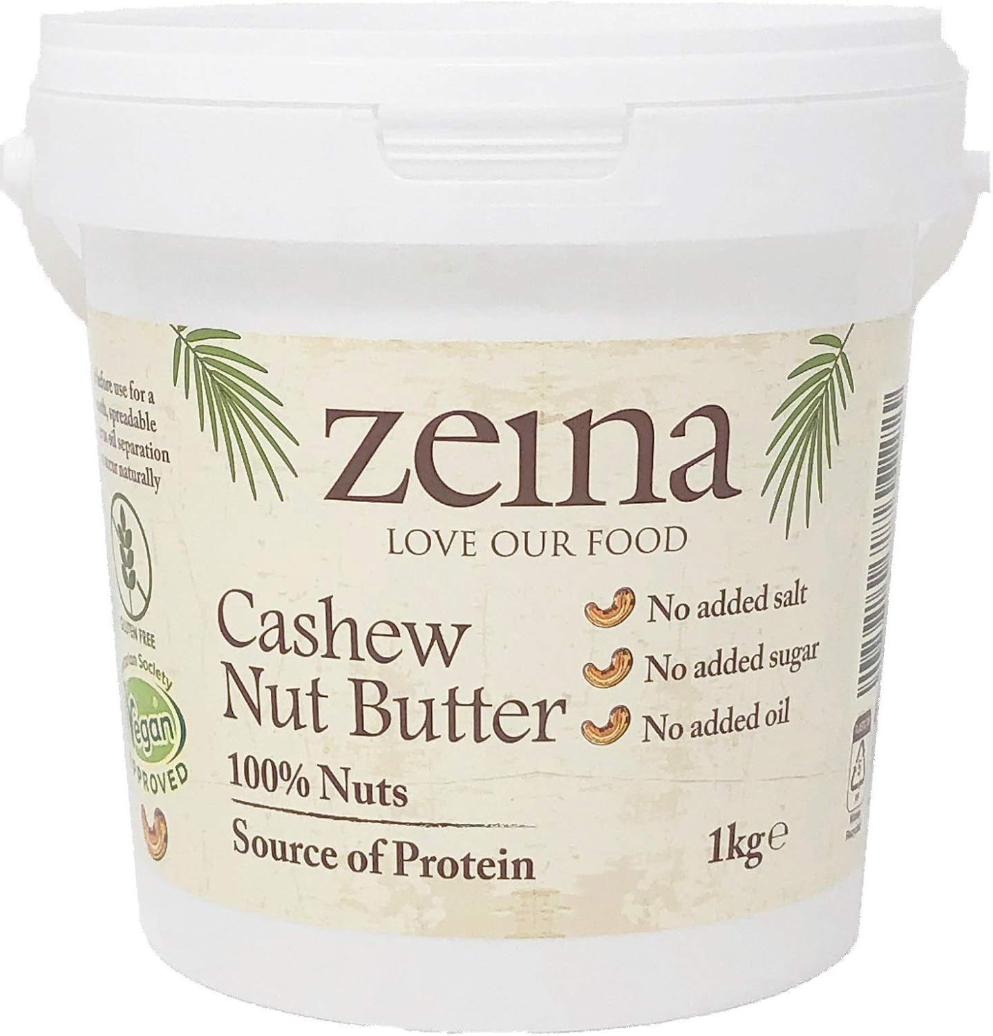 Zeina Cashew Butter (1Kg) - Roasted Smooth Cashew Nut Butter with Source of Protein, Vegan Approved and Gluten-Free for Healthy Snacks, Home Cooking and Baking