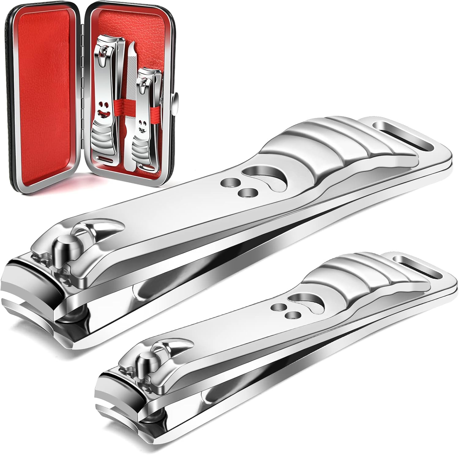 longzon Nail Clippers, 2 Pack Nail Clipper Set Stainless Steel Nail Cutter Fingernails Toenails Thick Nails Kit for Men&Women