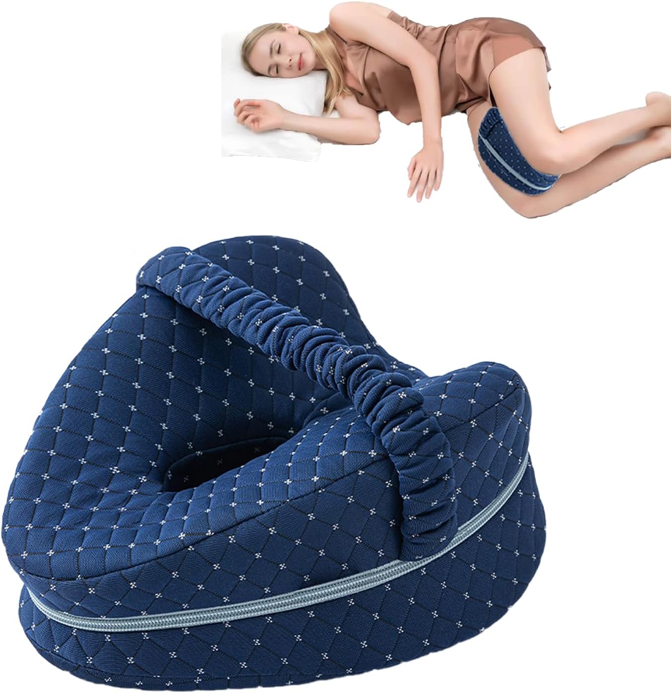 KIENG Knee Pillow for Sleeping On Side,Memory Foam Leg Pillow,Navy