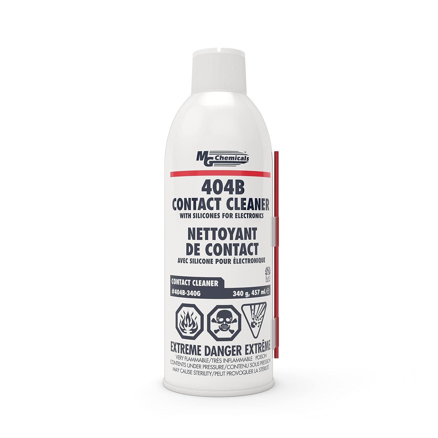 MG Chemicals - 404B-340G 404B Contact Cleaner with Electronic Grade Silicones, 340g (12 oz) Aerosol Can