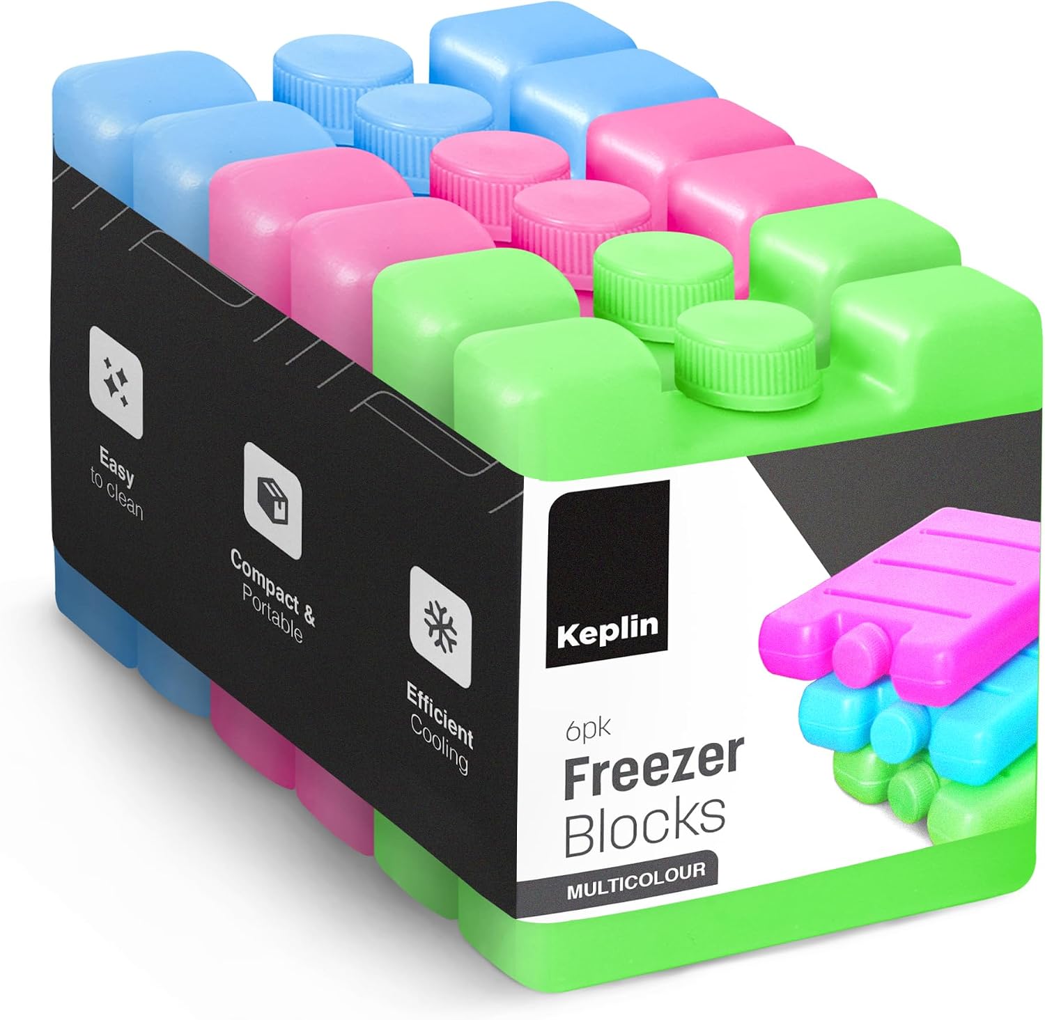 KEPLIN Freezer Blocks - Reusable Ice Pack Cooler for Lunch boxes, Travel, Picnic, and Outdoor Activities | Ice Boxes Maintains Cool Temperature for food and Drinks for hours | Multicolour (6 Pack)