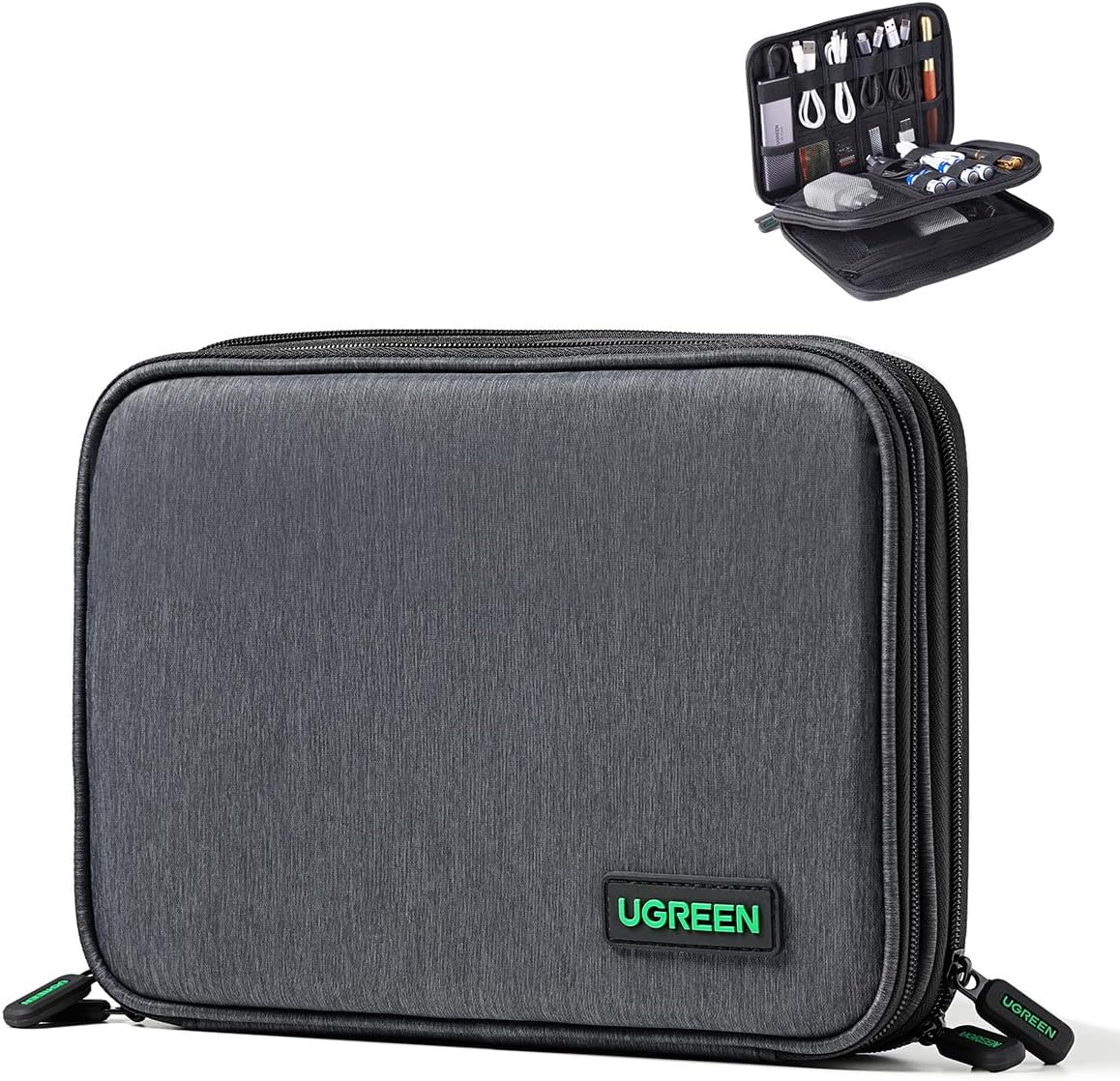 UGREEN Travel Accessories, Portable Bag Electronics Organiser Large Capacity Tech Pouch for Small Gadget USB Charging Cable Charger Adapter Power Bank Hard Drive SD Card(M)