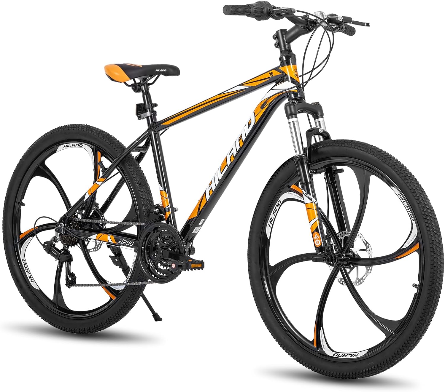 HILAND Mountain Bike, 3/6/Multi-Spokes, 21 Speeds Drivetrain, Aluminum Frame 26 Inch Wheels, Disc-Brake Bike for Men Women Men's MTB Bicycle