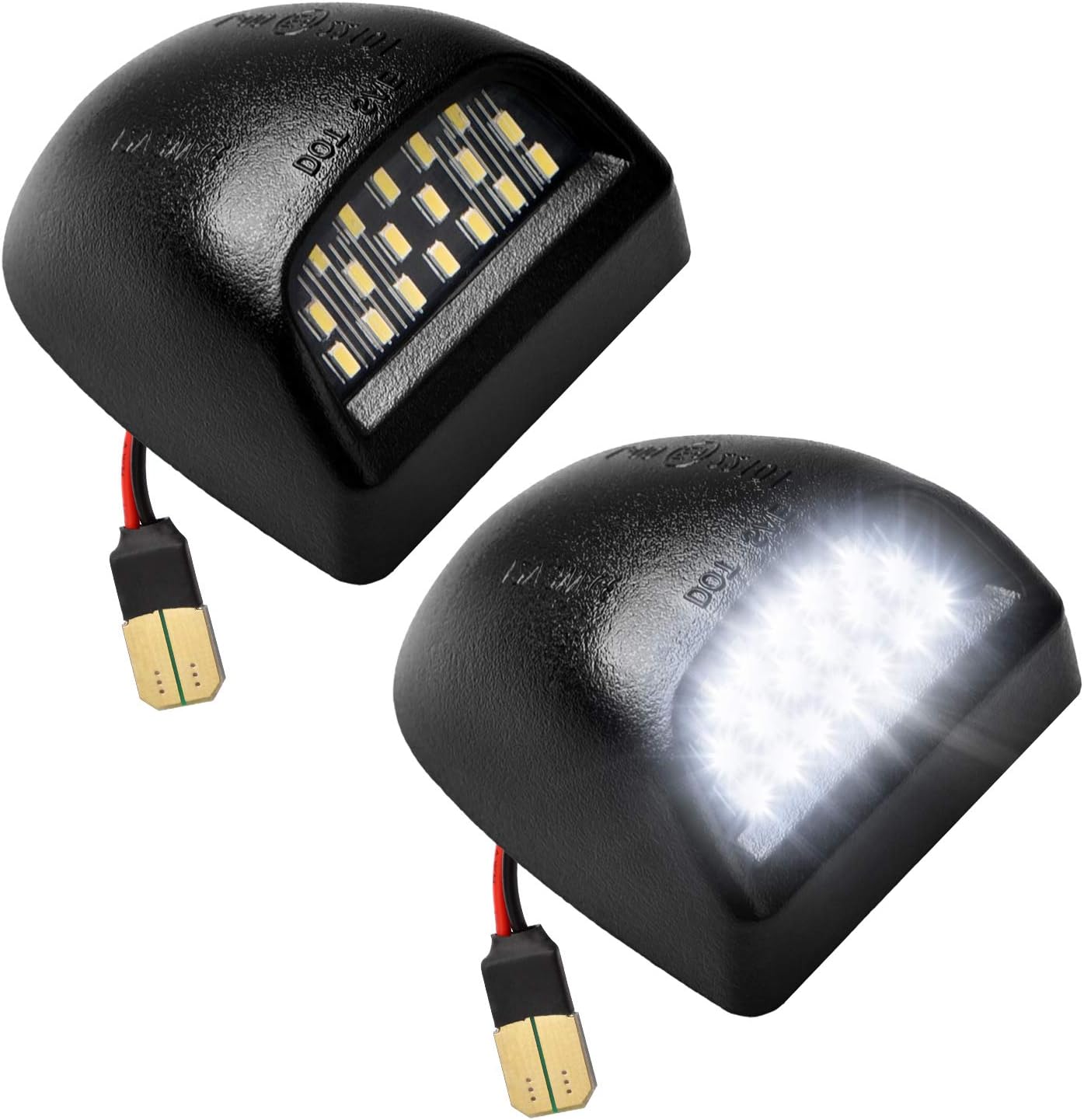 LESAUCE Full LED License Plate Light Tag Lamp Assembly Replacement for Chevy Silverado 1500 2500 3500 Suburban Tahoe GMC Sierra Yukon XL for Escalade, 6000K White, Pack of 2