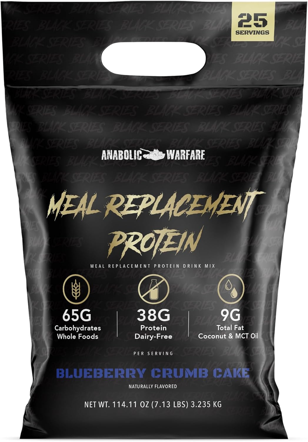 Anabolic Warfare Meal Replacement Protein Whole Food Meal Replacement Protein Shake, Blueberry Crumb Cake, 25 Servings
