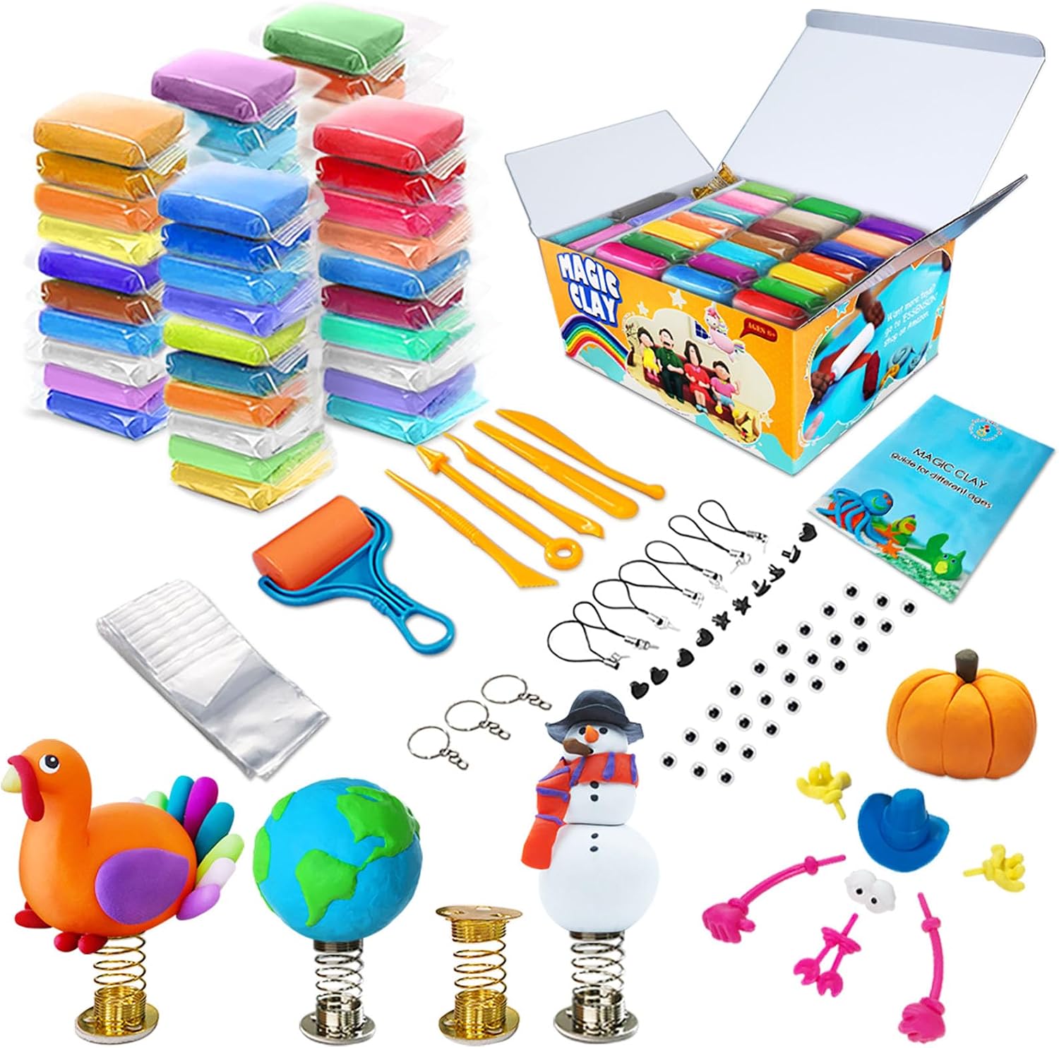 ESSENSON Modelling Clay Kit - 50 Colours Air Dry Magic Clay, DIY Molding With Tools, Craft Kit for Kids 3-12 Years Old, Presents for Boys & Girls