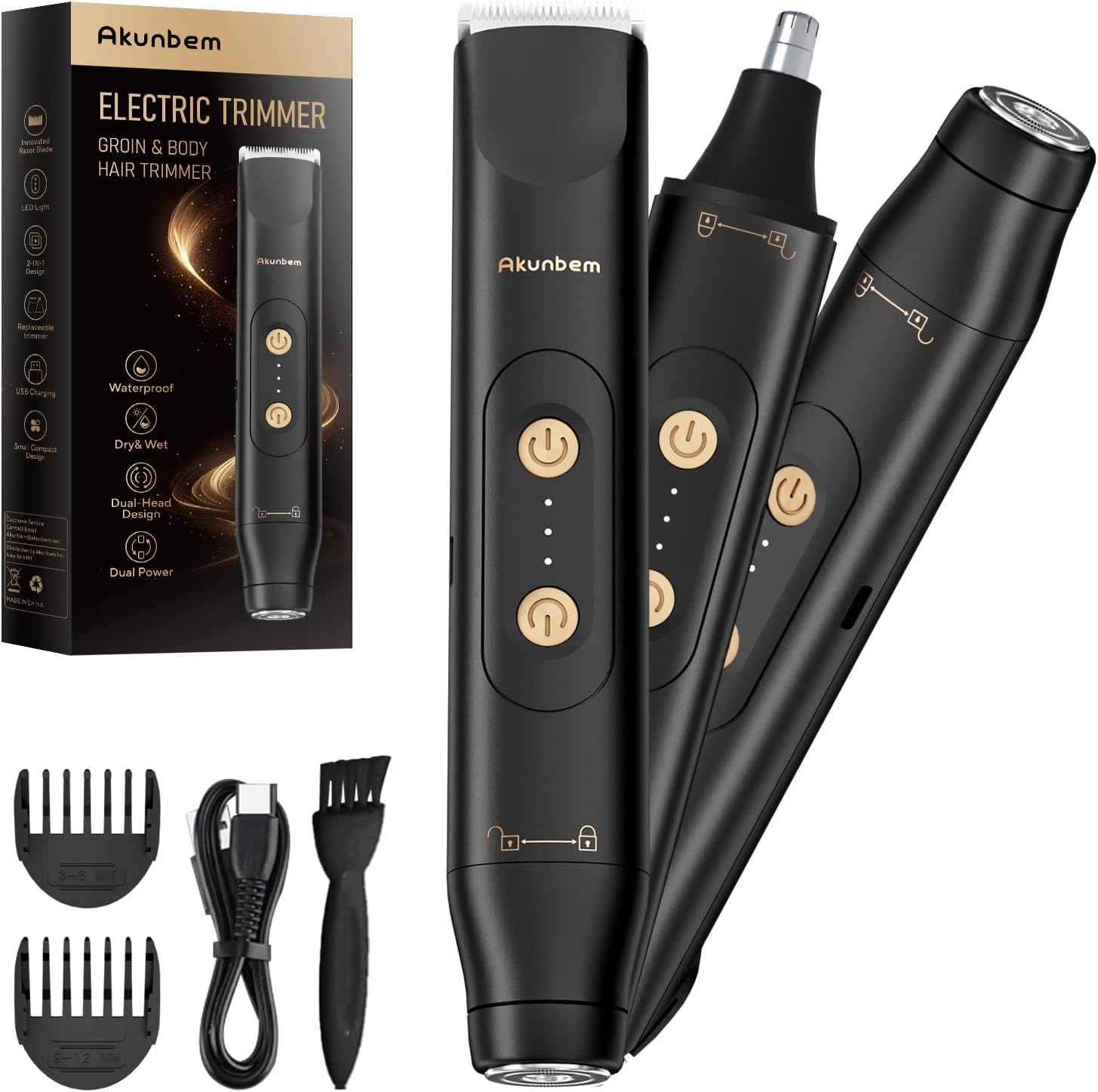 Akunbem Groin & Body Hair Trimmer for Men Bikini Trimmer Women