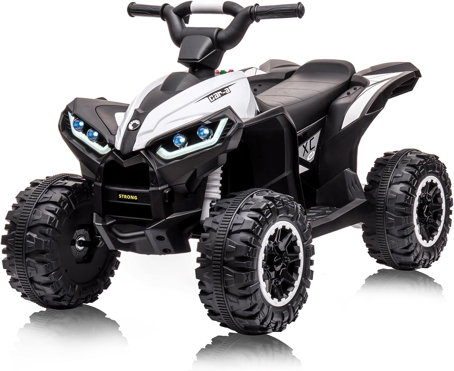Kids ATV, 12V 4 Wheel Dual Drive Kids Ride On Car with Parent Remote, Music, High/Low Speed, LED Lights, USB Port, Treaded Tires, Gift for Boys and Girls, Rides on 4 Wheels (White)