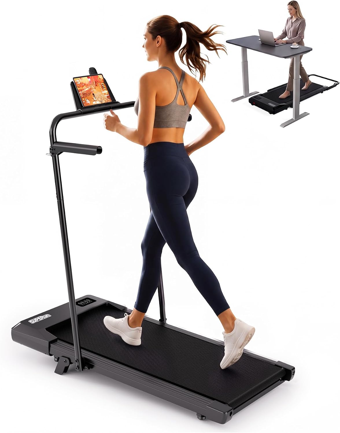 Superun Walking Pad with 6% Incline, Under Desk Treadmill, 3 in 1 Portable Treadmills for Home with Remote Control LED Display, 2.5 HP Quiet Mini Treadmill for Office Home Use, 300 Lbs Capacity