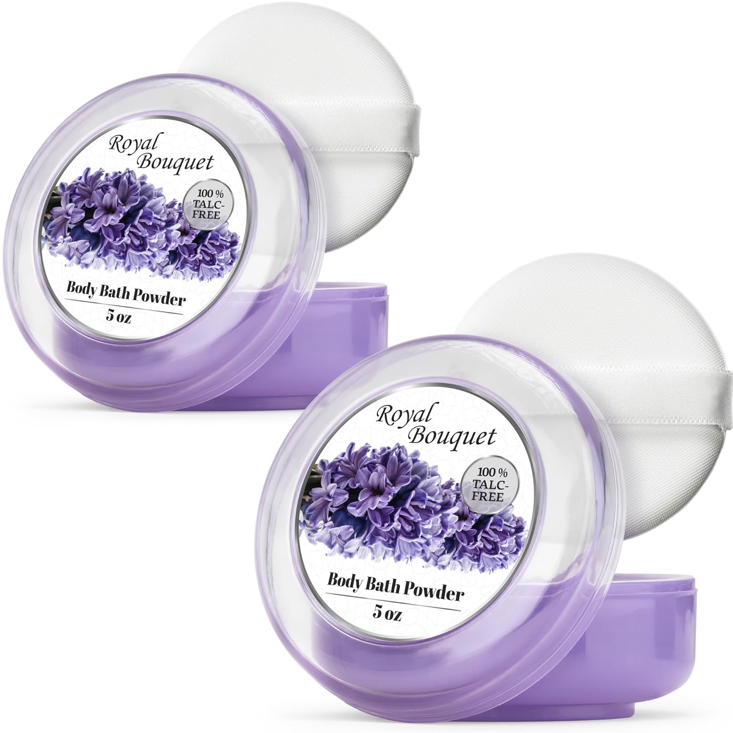 R-NEU 2 Pack Body Powder for Women with Powder Puff, 100% Talc-Free, Elegant Royal Bouquet Scented Dusting Powder, After Bath for Soft Skin, Extra Large, (10oz)