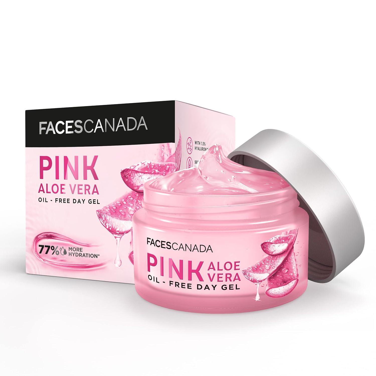 Pink Aloe Vera Gel | Lightweight Oil-Free Moisturizer for Face | Deep Hydration, Smooth Texture, Non-Sticky, Fast Absorbing Gel for Soft, Fresh-Looking Skin | 1.76 Oz (50g)