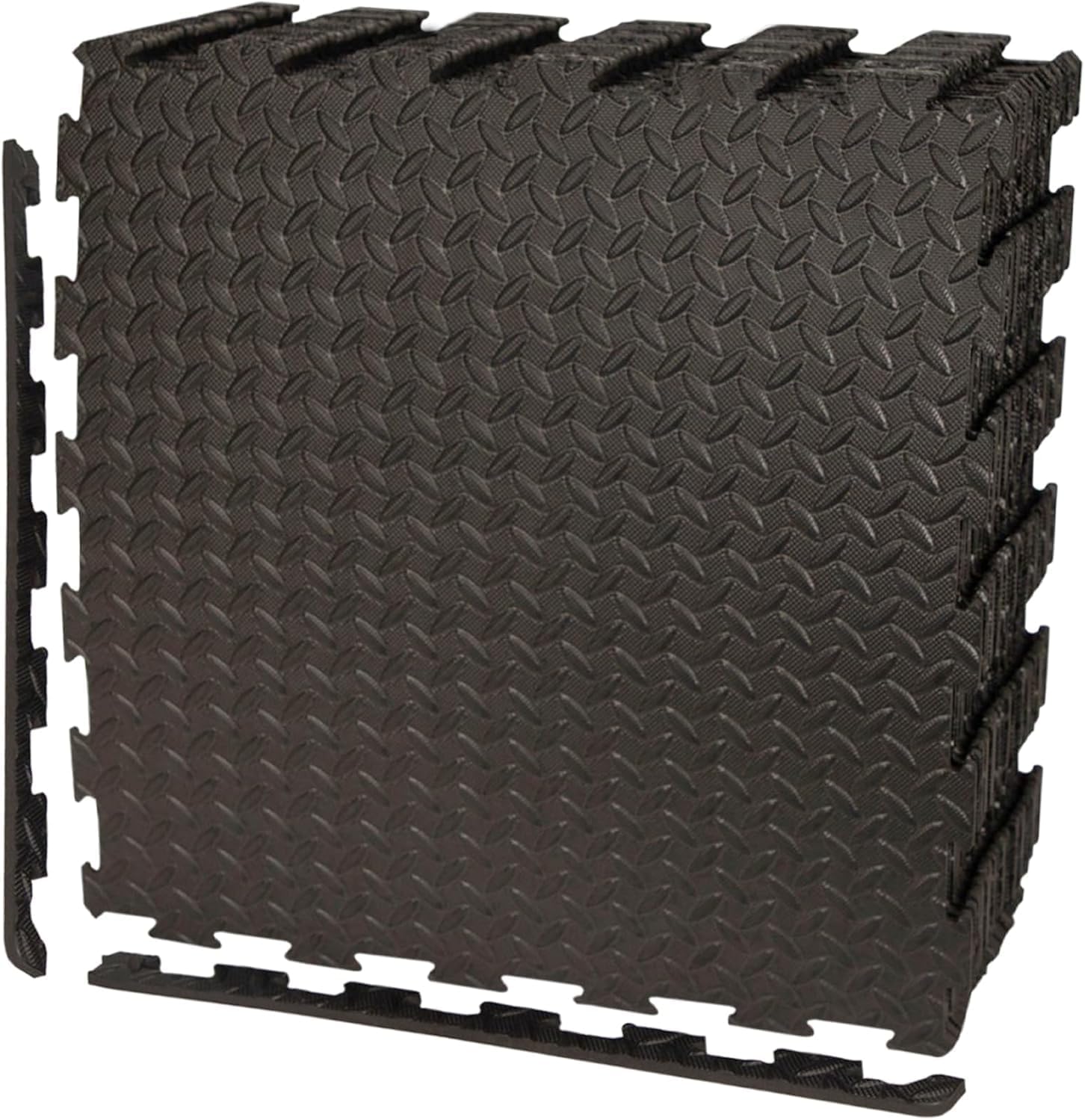 Black Interlocking Non Slip Floor Matting suitable for Gym Garage Workshop Office Home Playroom Outdoor/Indoor Soft Foam Flooring Mats Tiles 60x60cm (4 Mats)