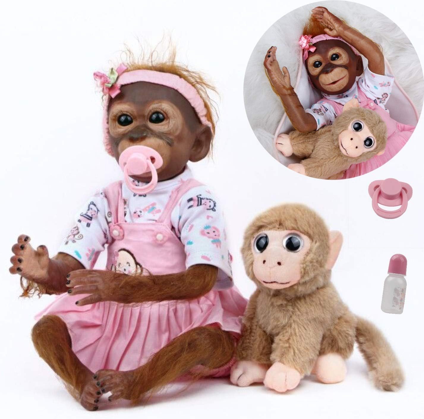 antboat Real Looking Reborn Monkey Dolls 20 inch 50cm Realistic Soft Vinyl Silicone Handmade Lifelike Newborn Reborn Monkey Dolls girls