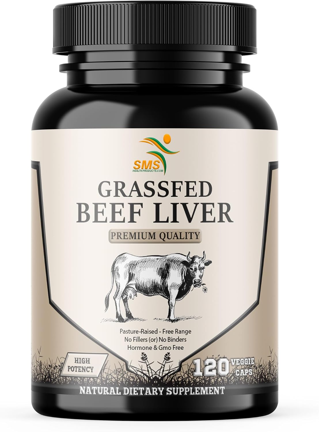 Grass Fed Desiccated Beef Liver Capsules (120 Pills, 500mg Each) - Natural Iron, Vitamin A, B12 for Energy - Humanely Pasture Raised Undefatted Without Hormones or Chemicals