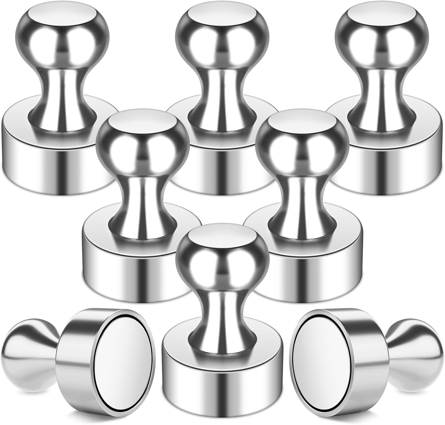 Fridge Magnets, 8 Pack 12 x 16 mm Strong Neodymium Magnet Push Pins, Whiteboard Magnets, Magnetic Push Pins for Fridge, Whiteboard, Magnet for Crafts, Photo, Map, Office, DIY