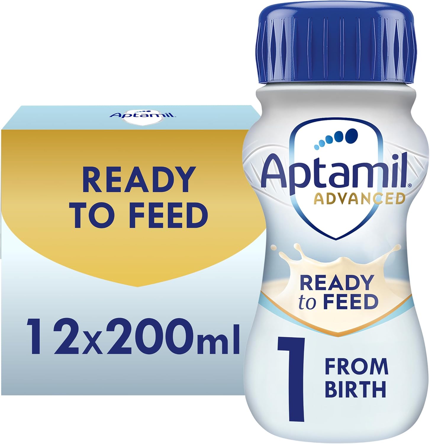 Aptamil Advanced 1 First Infant Baby Milk Ready to Feed Liquid, 12x200ml