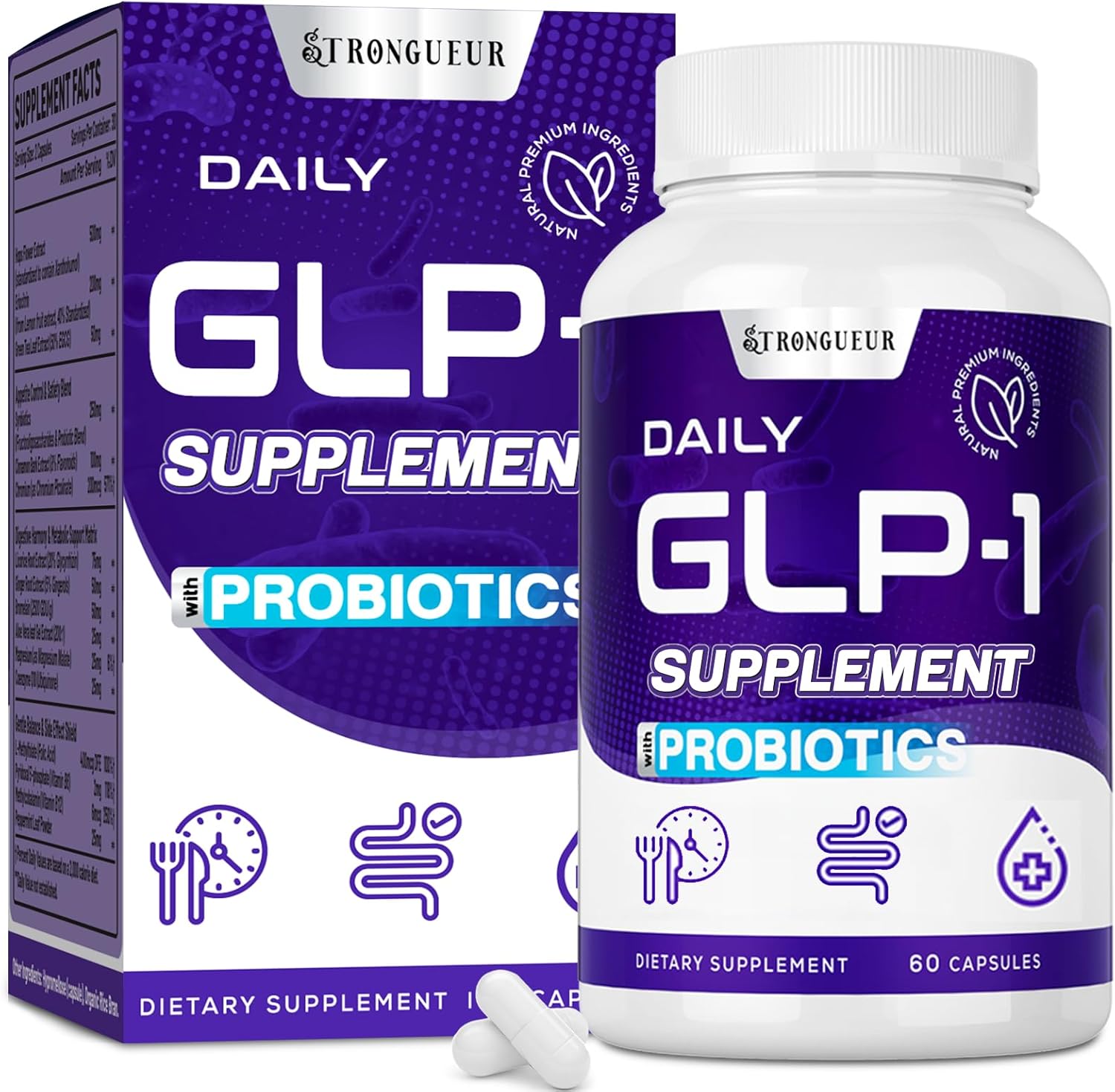 GLP-1 Supplement, 16 in 1 Natural GLP-1 Formulas, with Synbiotics, Hops Extract & Eriocitrin, GLP1 Supplement for Women & Men, GLP1 Probiotics for Digestion, Gut & Metabolism - 30 Days Supply