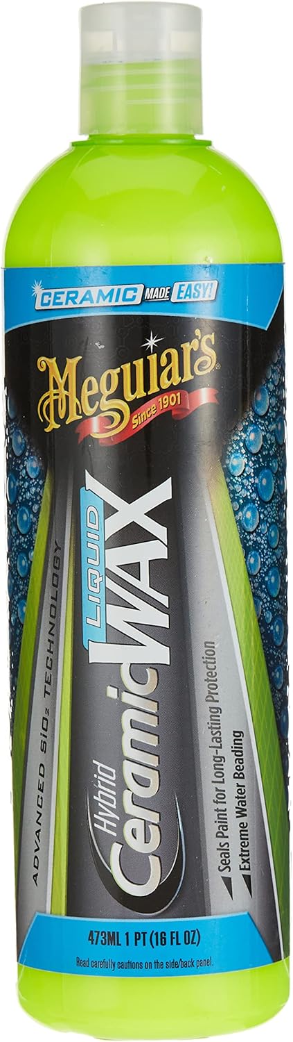 Meguiar's Hybrid Ceramic Liquid Car Wax, Advanced SiO2 Technology for Easy Ceramic Protection, Long-Lasting Water Beading & Paint Sealant, Simple Wipe-Off Application, 473ml