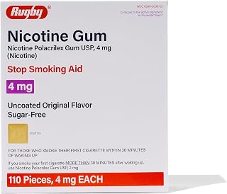 Rugby Polacrilex 4mg Nicotine Gum - Smoking and Vaping Quitting Aid - Sugar-Free - 110 Count - Original