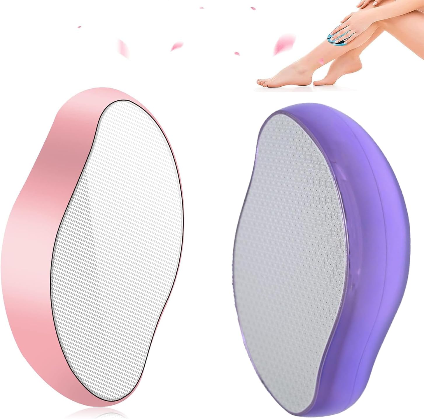 2PCS Crystal Hair Eraser for Women Reusable Hair Remover Stone, Painless Crystal Hair Remover for Women and Men, Magic Painless Exfoliation Hair Removal Tool (Purple and Pink)